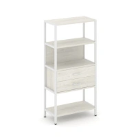 Односекционный стеллаж четырехъярусный с ящиками Shelf System SN.STM-412 Тиквуд Светлый/Металл Белый 810×400×1613