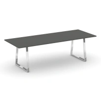 Стол для переговоров без лючка на металлокаркасе в форме трапеции Style Project Direct Lux M-SN-6T1.SPRG-258.3 Тиквуд Светлый/Нержавеющая Сталь/Хром 2580×980×750
