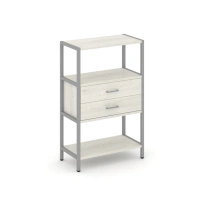 Односекционный стеллаж трехъярусный с ящиками Shelf System SN.STM-312 Тиквуд Светлый/Металл Серый 810×400×1246