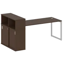 Metal System Стол офисный с шкафом-купе на О-образном м/к БО.РС-СШК-3.5 Т Дуб наварра/Серый металл 2210×1120×1098