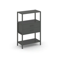 Односекционный стеллаж трехъярусный с ящиками Shelf System SN.STM-312 Тиквуд Светлый/Металл Антрацит 810×400×1246