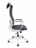 Кресло офисное NORDEN Wave white / белый пластик / серая сетка / серая ткань