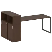 Metal System Стол офисный с шкафом-купе на О-образном м/к БО.РС-СШК-3.5 Т Дуб наварра/Серый металл 2210×1120×1098