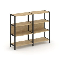 Двухсекционный стеллаж трехъярусный Shelf System SN.STM-321 Тиквуд Светлый/Металл Черный 1590×400×1246