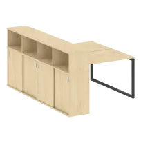 Metal System Quattro Р. ст. с шкафом-купе на О-образном м/к 40БО.РС-СШК-4.2 Т Акация/Антрацит металл 1610*2332*1098