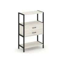 Односекционный стеллаж трехъярусный с ящиками Shelf System SN.STM-312 Тиквуд Светлый/Металл Черный 810×400×1246
