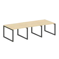 Metal System Quattro Перег. стол (3 столешницы) на О-оразном м/к 50БО.ПРГ-3.1 Акация/Антрацит металл 3000*1235*750