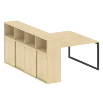 Metal System Quattro Р. ст. с шкафом-купе на О-образном м/к 40БО.РС-СШК-4.3 Т Акация/Антрацит металл 1810*2332*1098