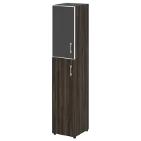 Шкаф узкий LT.SU-1.7 R (L) black Yalta / Дуб Мали – Стекло Black 400×450×1987