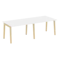 Onix Wood Стол переговорный (2 столешницы) OW.PRG-2.2 Белый бриллиант/Дуб светлый/Белый металл 2360×980×750
