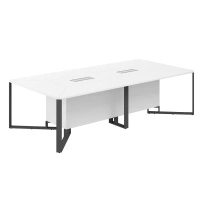 Стол для переговоров Spider 3600х1200х750 / Столешница: Белый, Подстолье: Белый, Металлокаркас: Антрацит, Лючок: Серый / SP.0117.WH.WH.AN