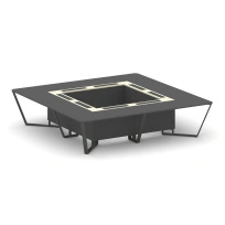 Стол для переговоров квадратный Steel Meet KM-PR.B.SP-16K / Тиквуд Светлый – Графит Глянец – Металл Черный / 3200×3200×750