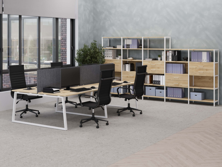Мебель для персонала Shelf System цвет Тиквуд Светлый / Металл Белый