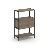 Односекционный стеллаж трехъярусный с ящиками Shelf System SN.STM-312 Тиквуд Светлый/Металл Черный 810×400×1246