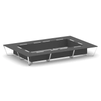 Стол для переговоров прямоугольный Steel Meet MD-PR.B.SP-26K2 / Тиквуд Светлый – Нержавеющая Сталь – Хром / 6000×4000×750