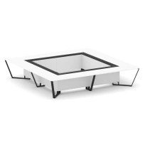 Стол для переговоров квадратный Steel Meet KM-PR.B.SP-20K2 / Тиквуд Светлый – Графит Глянец – Металл Черный / 4000×4000×750