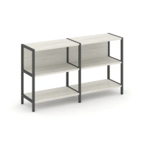 Двухсекционный стеллаж двухярусный Shelf System SN.STM-221 Тиквуд Светлый/Металл Антрацит 1590×400×879