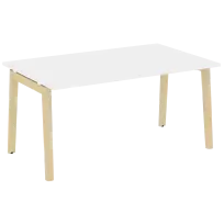 Onix Wood Стол переговорный (1 столешница) OW.PRG-1.4 Белый бриллиант/Дуб светлый/Белый металл 1580×980×750
