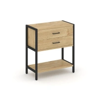 Односекционный стеллаж двухярусный с ящиками Shelf System SN.STM-212 Тиквуд Светлый/Металл Черный 810×400×879