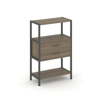 Односекционный стеллаж трехъярусный с ящиками Shelf System SN.STM-312 Тиквуд Светлый/Металл Антрацит 810×400×1246