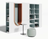 Композиция: стеллажи, шкаф, ниша с мягкой зоной ArtVision Light / Белый HM183892.W