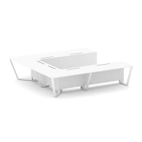 Стол для переговоров П-образный Steel Meet KD-PR.B.SP-11P / Тиквуд Светлый – Металл Белый / 3200×3200×750