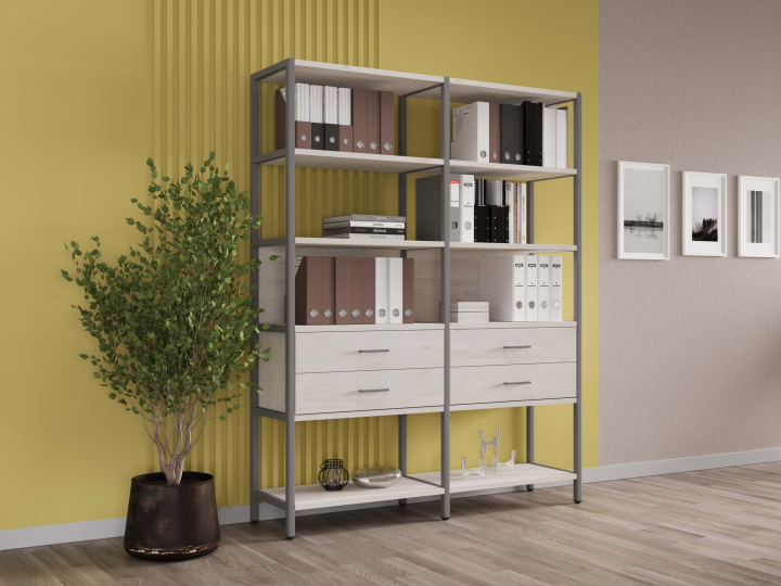 Мебель для персонала Shelf System цвет Дуб Наварра / Металл Серый