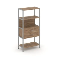 Односекционный стеллаж четырехъярусный с ящиками Shelf System SN.STM-412 Тиквуд Светлый/Металл Серый 810×400×1613