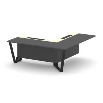 Проходной угловой модуль правый Steel Meet KM-PR.B.SPPOU-20(R) / Тиквуд Светлый – Графит Глянец – Металл Черный / 2000×2000×750