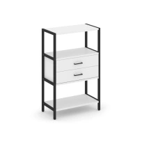 Односекционный стеллаж трехъярусный с ящиками Shelf System SN.STM-312 Тиквуд Светлый/Металл Черный 810×400×1246