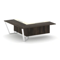 Завершающий угловой модуль левый Steel Meet KM-PR.B.SPZOU-20(L) / Тиквуд Светлый – Графит Глянец – Металл Белый / 2000×2000×750