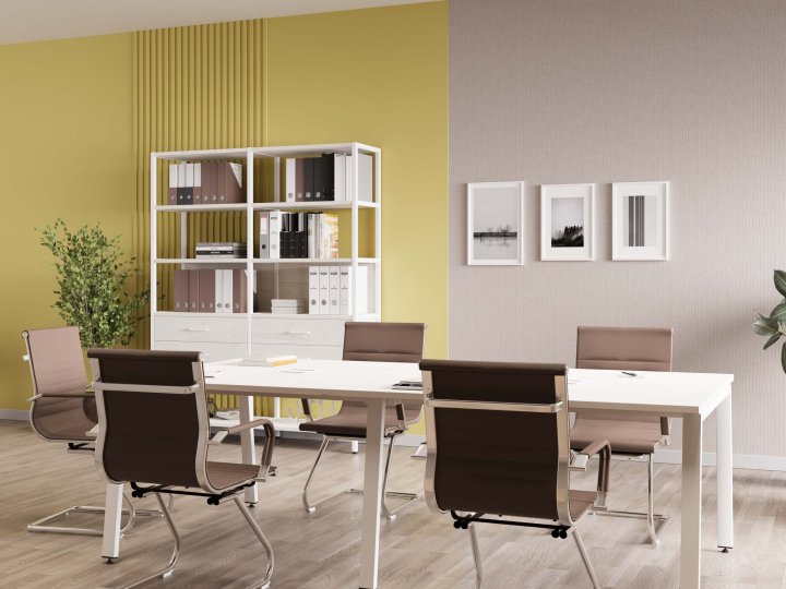 Мебель для персонала Shelf System цвет Дуб Наварра / Металл Белый