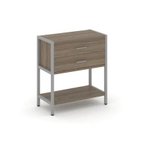 Односекционный стеллаж двухярусный с ящиками Shelf System SN.STM-212 Тиквуд Светлый/Металл Серый 810×400×879
