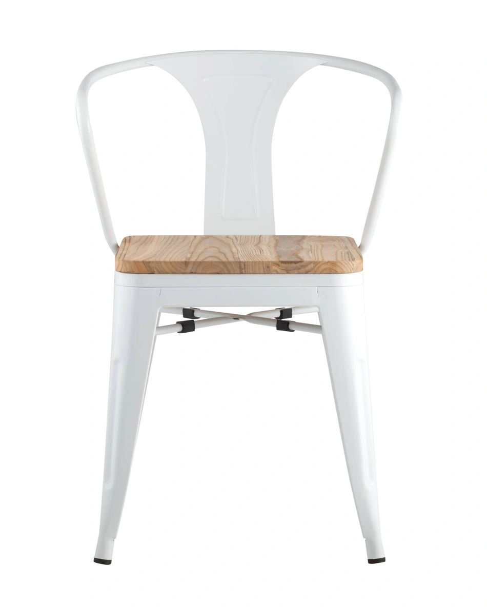 Стул TOLIX ARM WOOD с подлокотниками белый