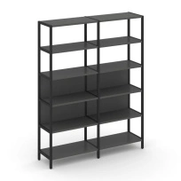 Двухсекционный стеллаж пятиярусный Shelf System SN.STM-521 Вяз Благородный/Металл Черный 1590×400×1980