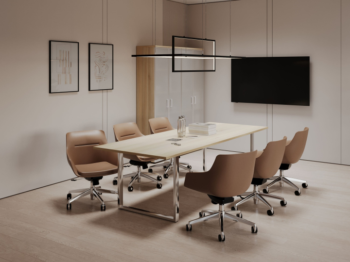 Столы для переговоров Style Project Direct Lux цвет Акация Лорка - Нержавеющая сталь