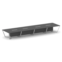 Стол для переговоров прямоугольный Steel Meet KD-PR.B.SP-20 / Тиквуд Светлый – Металл Серый / 6400×1600×750