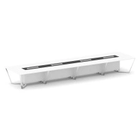 Стол для переговоров прямоугольный Steel Meet MM-PR.B.SP-20 / Тиквуд Светлый – Графит Глянец – Нержавеющая Сталь – Хром / 6400×1600×750