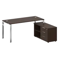 Metal System Direct Стол руководителя с тумбой правый БГ.СРТ-4.7 (R) Акация/Нерж. сталь 1700*1520*750