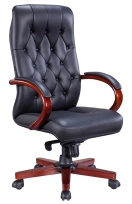 Кресло для руководителя Everprof Monaco Wood Кожа Черный