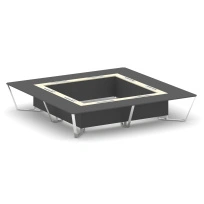 Стол для переговоров квадратный Steel Meet MM-PR.B.SP-20K2 / Тиквуд Светлый – Графит Глянец – Нержавеющая Сталь – Хром / 4000×4000×750