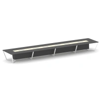 Стол для переговоров прямоугольный Steel Meet KM-PR.B.SP-24 / Тиквуд Светлый – Графит Глянец – Металл Белый / 8000×1600×750