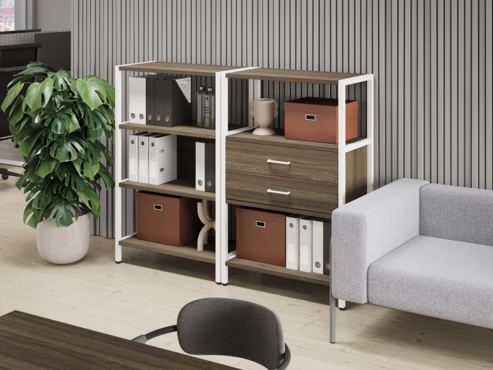 Мебель для персонала Shelf System цвет Вяз Благородный / Металл Белый