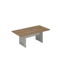 Стол для переговоров на 6 человек Wood&Stone / СФ-531101 / Столешница: Дуб Чарльстон / Опоры, царги, полка между царгами: Бетон Чикаго