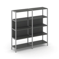 Двухсекционный стеллаж четырехъярусный Shelf System SN.STM-421 Тиквуд Светлый/Металл Серый 1590×400×1613