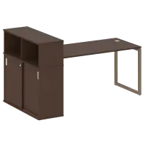 Metal System Стол офисный с шкафом-купе на О-образном м/к БО.РС-СШК-3.4 Т Дуб наварра/Серый металл 2010×1120×1098