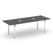 Стол для переговоров с лючком на П-образном металлокаркасе Style Project Direct Lux M-SN-6P.SPRG-258 Тиквуд Светлый/Нержавеющая Сталь/Хром 2580×980×750