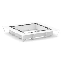 Стол для переговоров квадратный Steel Meet KM-PR.B.SP-24K / Тиквуд Светлый – Графит Глянец – Металл Белый / 4800×4800×750