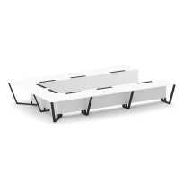 Стол для переговоров П-образный Steel Meet KD-PR.B.SP-15P / Тиквуд Светлый – Металл Черный / 4800×3200×750