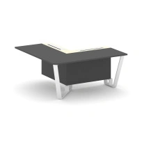Проходной угловой модуль левый Steel Meet KM-PR.B.SPPOU-16(L) / Тиквуд Светлый – Графит Глянец – Металл Белый / 1600×1600×750